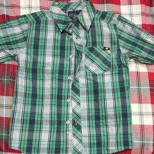 Lucky Brand Green and Blue Plaid Button Down Shirt